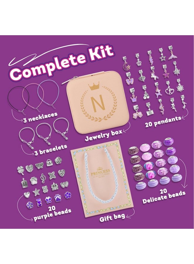 HAPTIME Charm Bracelet Making Kit, Jewelry Making Kit For Girls, Diy Necklace Kit With Initial Jewelry Box, Unicorns Crafts Arts Girls Toys Age 6-8 8-12 Birthday Valentines Day Gifts For Kids - N  - Image 1