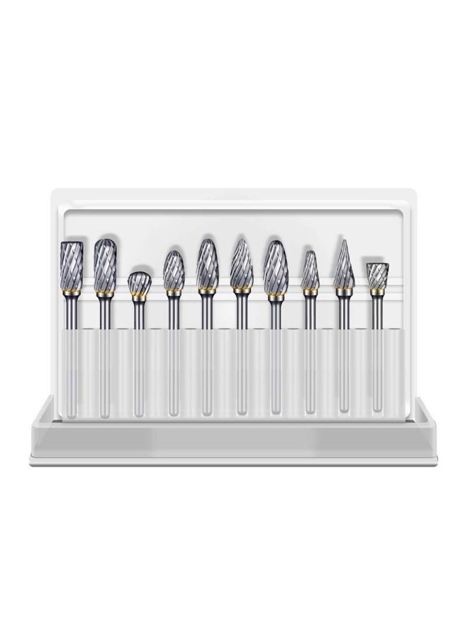 10 pcs 1/8" Shank Tungsten Carbide Milling Cutter Rotary Tool Burr Double Diamond Cut Rotary Dremel Tools Electric Grinding 