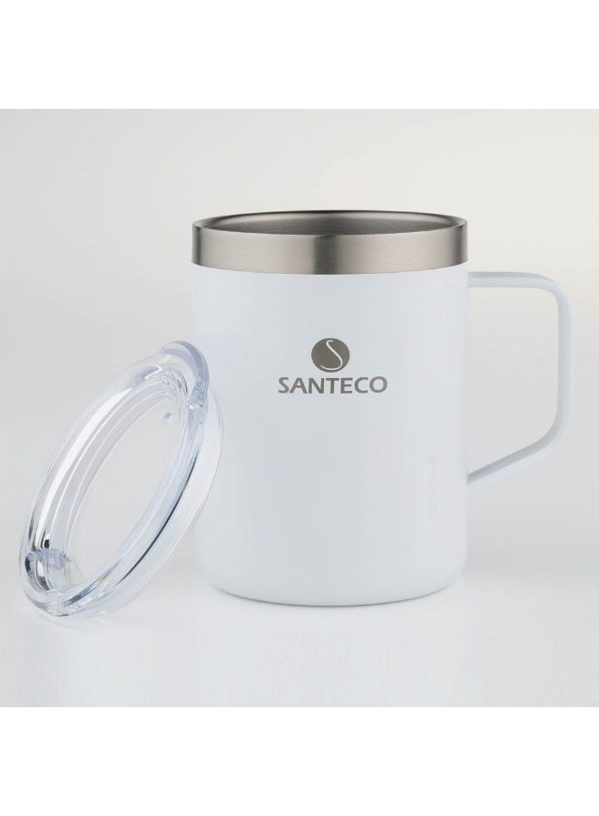 SANTECO كوب سانتيكو كيمي II سعة 350 مل - كوب سفر أنيق من الفولاذ المقاوم للصدأ، زجاجة ماء معزولة للمشروبات الساخنة والباردة، مثالي للاستخدام في المنزل والمكتب - أبيض حليبي - Image 5