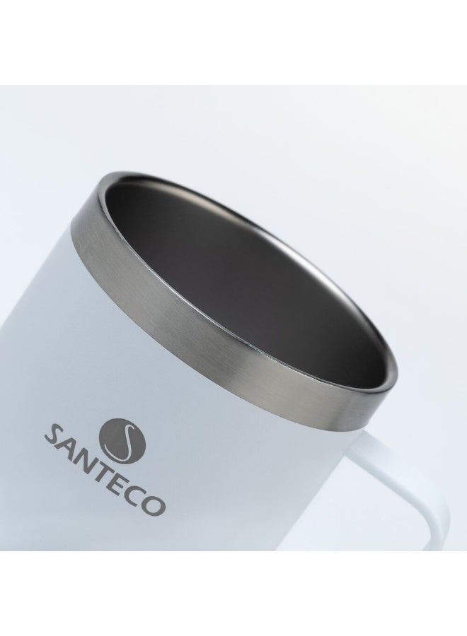 SANTECO كوب سانتيكو كيمي II سعة 350 مل - كوب سفر أنيق من الفولاذ المقاوم للصدأ، زجاجة ماء معزولة للمشروبات الساخنة والباردة، مثالي للاستخدام في المنزل والمكتب - أبيض حليبي - Image 3