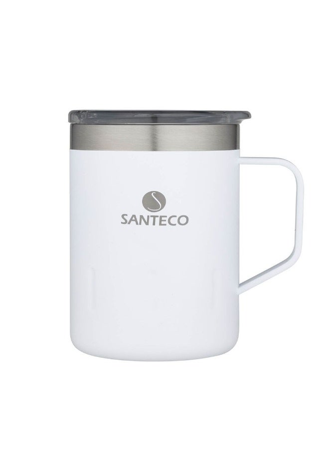 SANTECO كوب سانتيكو كيمي II سعة 350 مل - كوب سفر أنيق من الفولاذ المقاوم للصدأ، زجاجة ماء معزولة للمشروبات الساخنة والباردة، مثالي للاستخدام في المنزل والمكتب - أبيض حليبي - Image 1