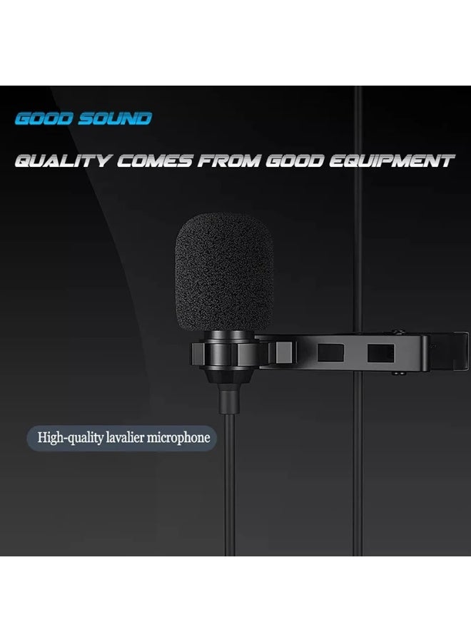 مايكروفون AUX بمشبك تعليق، ميكروفون لافالير سلكي صغير لتسجيل الصوت والبث المباشر والمكالمات، متوافق مع الهواتف والكمبيوتر - Image 2