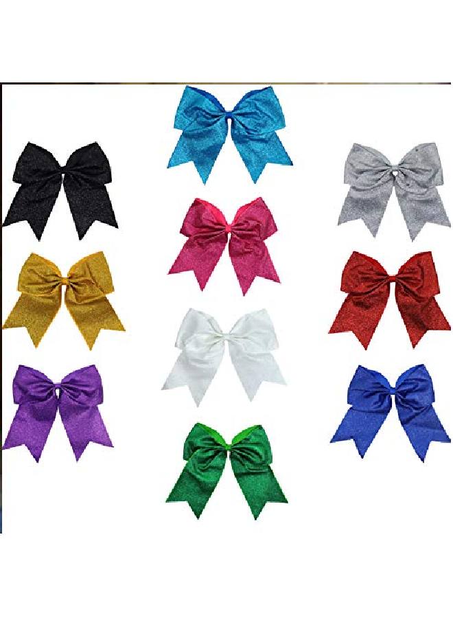Kenz Laurenz Glitter Cheer Bows Cheerleading Softball Gifts For Girls And Women Team Bow With Ponytail Holder Complete Your Cheerleader Outfit Uniform Strong Hair Ties Bands Elastics By (1) (Gold) - Image 3