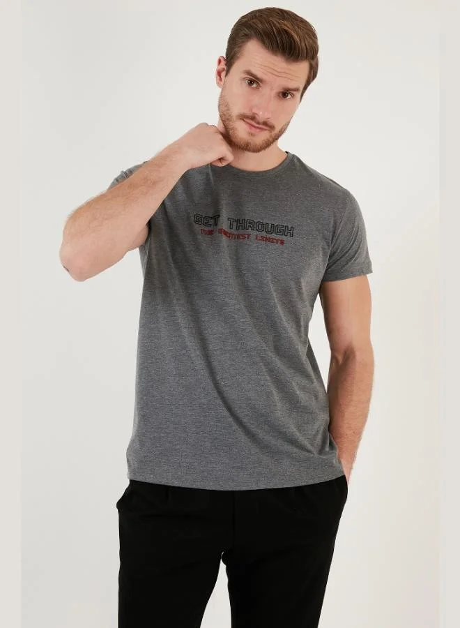 Buratti  Buratti Printed Crew Neck 100% Cotton Slim Fit T Shirt Men's T SHIRT 541GET for Men | Best Price UAE