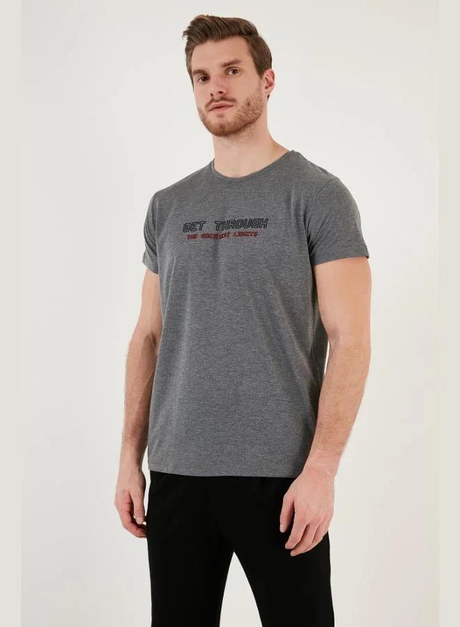 Buratti  Buratti Printed Crew Neck 100% Cotton Slim Fit T Shirt Men's T SHIRT 541GET for Men | Best Price UAE