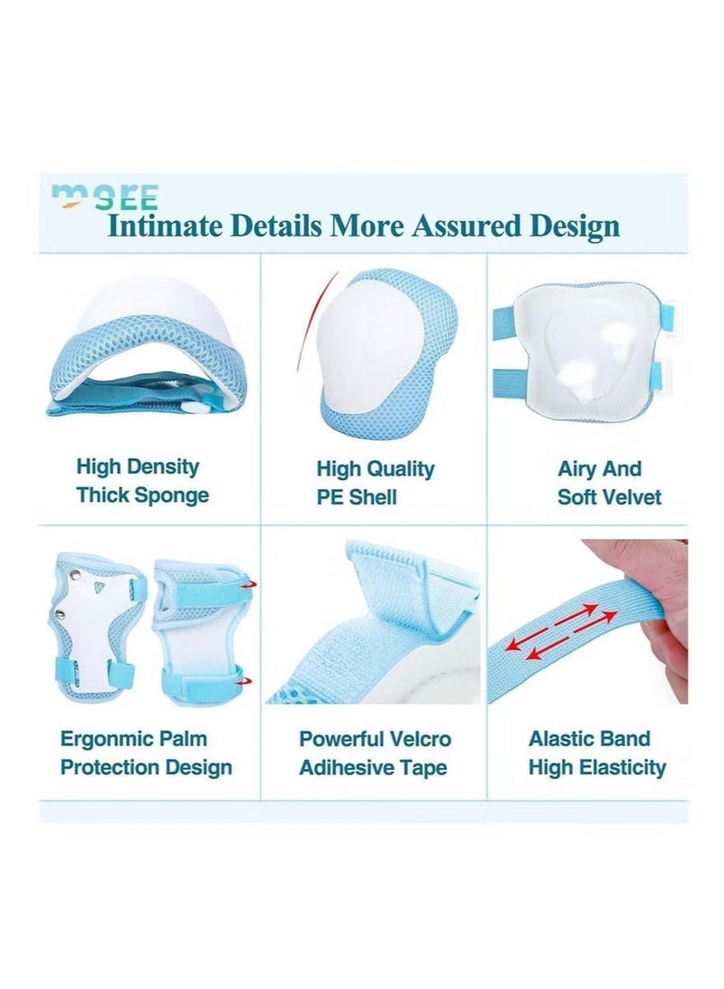 ممز بلانيت طقم حماية متكامل للأطفال، يتكون من خوذة للرأس مزينة بفقاعات ملونة وواقيات للركبة والكوعين، مثالي لركوب الدراجات والتزلج وغيرها من الأنشطة الخارجية._ معدات رياضيه_أدوات رياضية _ تمارين رياضيه _لياقه بدنيه_العاب رياضيه - Image 5