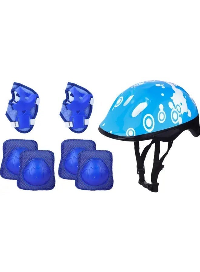 MUMS PLANET Complete kids’ protective set, consisting of a helmet decorated with colorful bubbles and knee and elbow pads, perfect for cycling, skating, and other outdoor activities._ Sports equipment, sports tools, sports exercises, fitness, sports games - Image 1