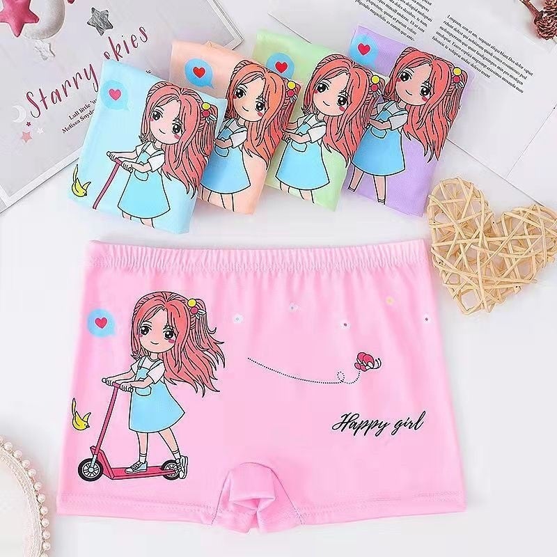 Childrens underwear cute cartoon printing childrens boxer shorts foreign trade cross-border boys and girls boxer shorts wholesale Skateboard girl#Mixed colors 