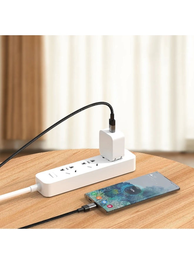 جرين ليون كابل USB من النوع C بقوة 60 واط، بطول متر واحد، مصنوع من سبائك الألومنيوم المضفرة، بتصميم مقاوم للتشابك، مثالي للشحن السريع والمزامنة، سرعة نقل بيانات تصل إلى 480 ميجابت في الثانية، يتحمل 10000 انحناءة، متوافق مع أجهزة iPhone 15 و16 و17، وiPad Pro وAir وmini، وMacBook Pro وAir، وGalaxy S24 وS25 Ultra وZ Fold، وXiaomi وHonor وOPPO وHuawei وOnePlus - أسود - Image 2