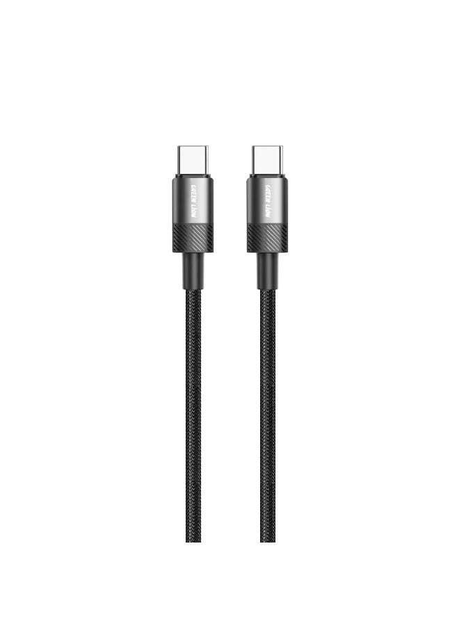 جرين ليون كابل USB من النوع C بقوة 60 واط، بطول متر واحد، مصنوع من سبائك الألومنيوم المضفرة، بتصميم مقاوم للتشابك، مثالي للشحن السريع والمزامنة، سرعة نقل بيانات تصل إلى 480 ميجابت في الثانية، يتحمل 10000 انحناءة، متوافق مع أجهزة iPhone 15 و16 و17، وiPad Pro وAir وmini، وMacBook Pro وAir، وGalaxy S24 وS25 Ultra وZ Fold، وXiaomi وHonor وOPPO وHuawei وOnePlus - أسود - Image 1