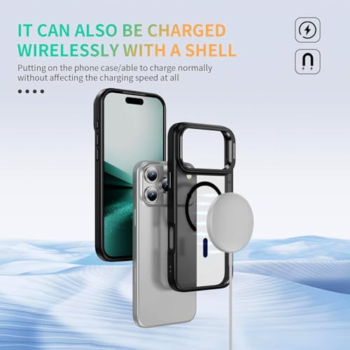 Elzzi Translucent Matte Kickstand Case for iPhone 17 Pro, Built-in Adjustable Camera Stand, Translucent Matte Magnetic Mag-Safe Shockproof Phone Cover (Black new) - Image 5
