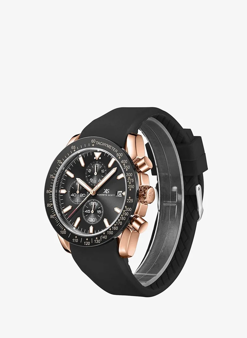 KENNETH SCOTT Silicone Chrono & Multi Function Watch K23148-RSBB - 45 mm