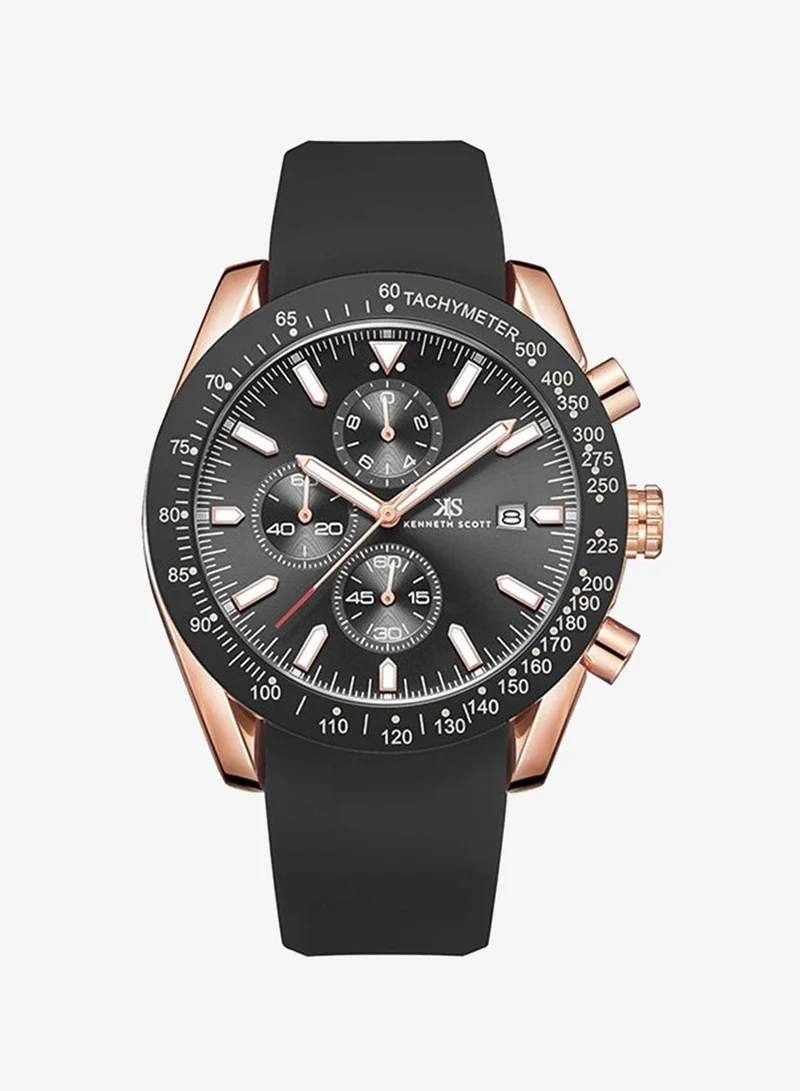 KENNETH SCOTT Silicone Chrono & Multi Function Watch K23148-RSBB - 45 mm
