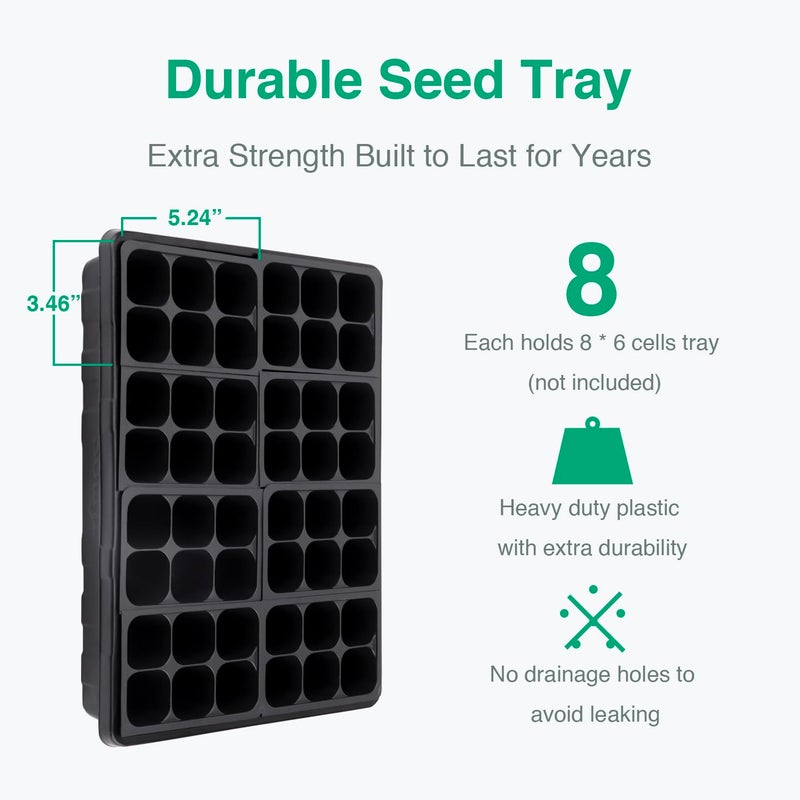 SOLIGT [Thick Plastic] 5-Set Strong Seed Starter Trays with 5" Humidity Domes for Seed Starting, Germination, Seedling Propagation & Plant Growing, Holds 240 Cells in Total - Image 5