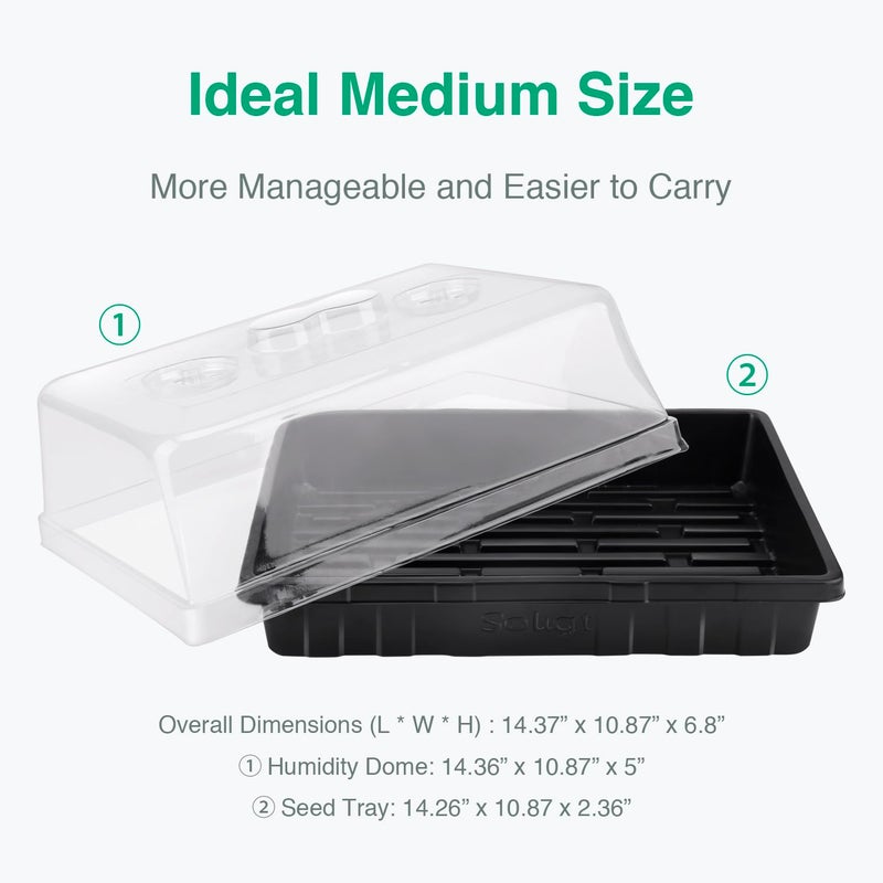 SOLIGT [Thick Plastic] 5-Set Strong Seed Starter Trays with 5" Humidity Domes for Seed Starting, Germination, Seedling Propagation & Plant Growing, Holds 240 Cells in Total - Image 2