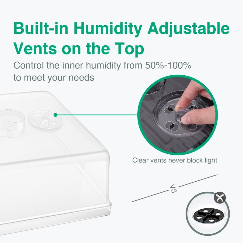 SOLIGT [Thick Plastic] 5-Set Strong Seed Starter Trays with 5" Humidity Domes for Seed Starting, Germination, Seedling Propagation & Plant Growing, Holds 240 Cells in Total - Image 4