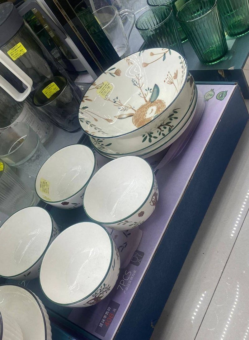 Gazelle porcelain set, 5 pieces, consisting of 1 plate and 4 bowls - Image 4