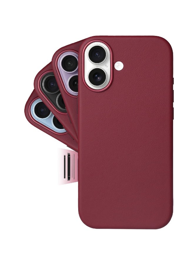 ZOOMEE Classic Leather Case for iPhone 17, Made of European Vachetta Leather (Gold Standard), with Camera Control and MagSafe Compatibility, Wine - Image 1