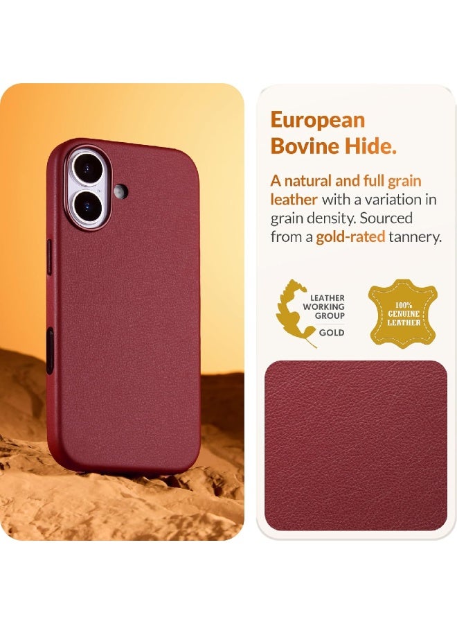ZOOMEE Classic Leather Case for iPhone 17, Made of European Vachetta Leather (Gold Standard), with Camera Control and MagSafe Compatibility, Wine - Image 2