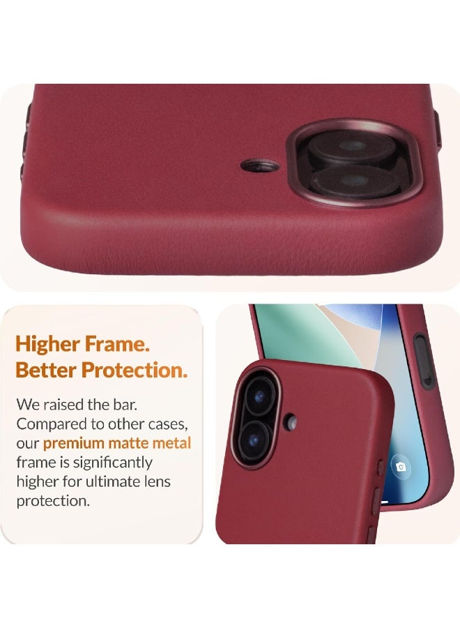 ZOOMEE Classic Leather Case for iPhone 17, Made of European Vachetta Leather (Gold Standard), with Camera Control and MagSafe Compatibility, Wine - Image 3