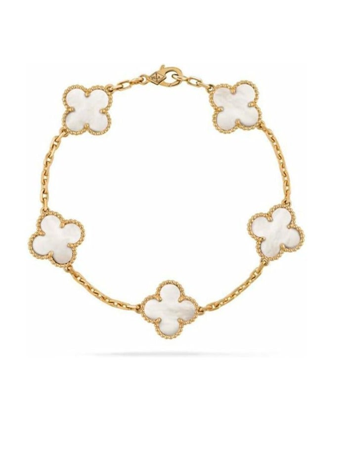 Stainless Steel Five Leaf Clover Bracelet for Women-Lucky 5 Leaf Link Bracelet Jewelry Gift for Women - Image 2