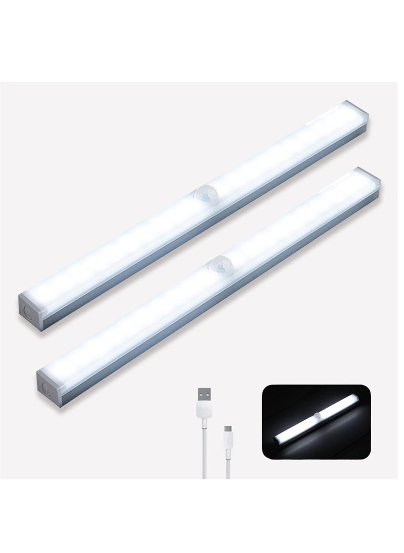 Cool Baby COOLBABY Intelligent LED Induction Light, With Magnetic and USB Rechargeable Night Light, Motion Sensor Closet Night Light Lamp Bar for Bedroom, Stairs, Wardrobe, Kitchen, Hallway (White light, 2 Sets  - Image 1