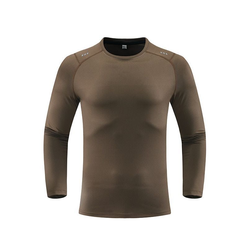 Generic Mens Long Sleeve Sweat Enhancer Fitness Shirt Tea brown