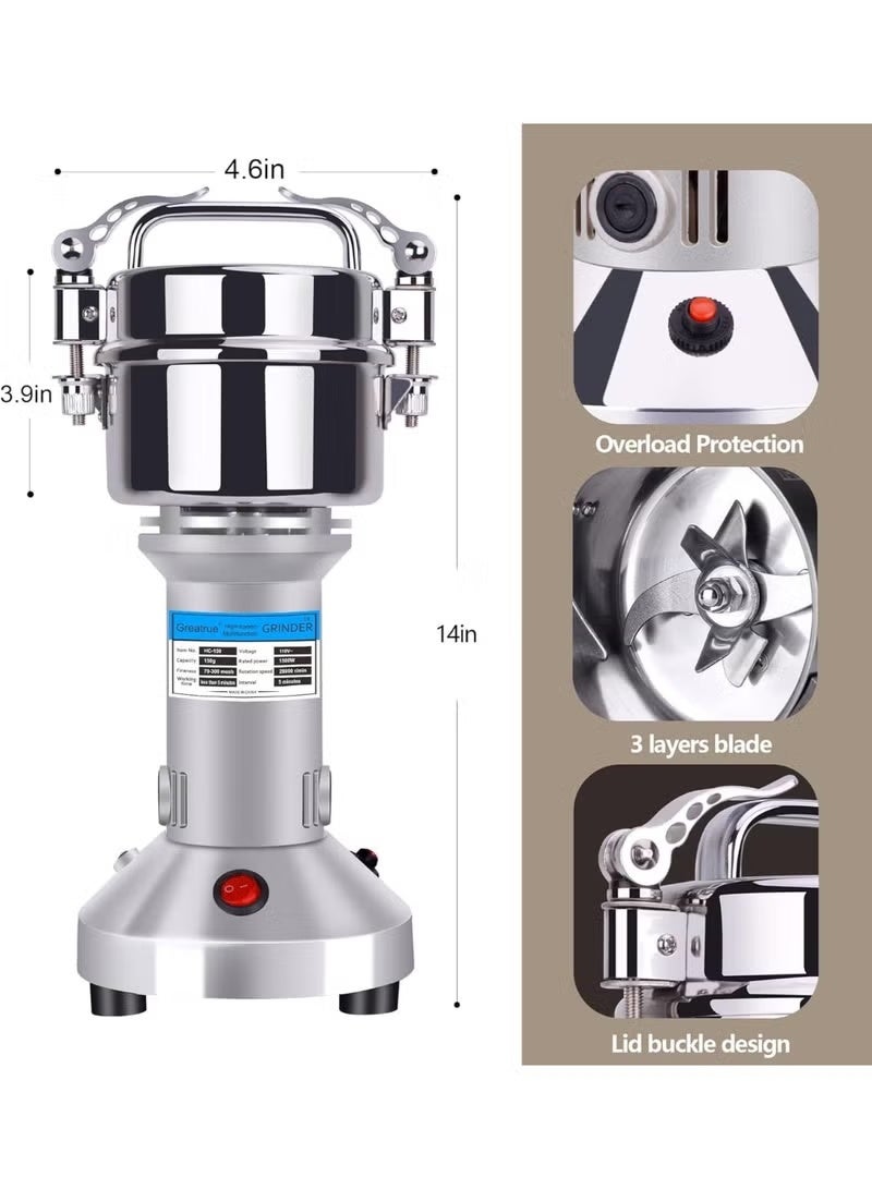 SILVER CREST 1000W Electric Powder Grinder with Copper Motor & Stainless Steel Blades for Spices, Coffee, Herbs, Grains & Nuts - Image 4