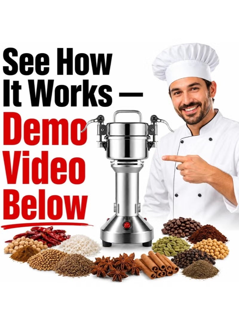 SILVER CREST 1000W Electric Powder Grinder with Copper Motor & Stainless Steel Blades for Spices, Coffee, Herbs, Grains & Nuts - Image 5