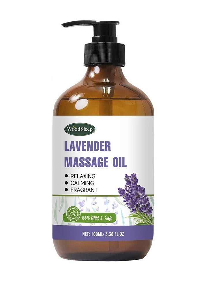 WoodSleep Lavender Oil Massage Oils For Massage Therapy, Massage Oils For Date Night, Massage Oil For Muscle Pain, Gua Sha Relaxing Body Oil, Natural Lavender Oil For Skin Hair, Fragrance Hair Oil For Women Men 100ml - Image 1