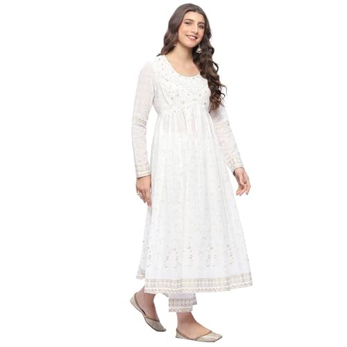 BIBA Women's Cotton Kurta Sets (SKDSTSAG10902SS25OWHT_Off White - Image 3