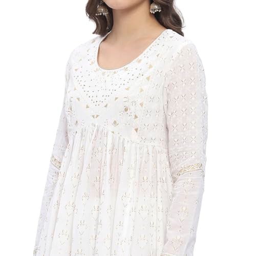BIBA Women's Cotton Kurta Sets (SKDSTSAG10902SS25OWHT_Off White - Image 5
