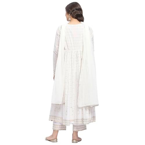 BIBA Women's Cotton Kurta Sets (SKDSTSAG10902SS25OWHT_Off White - Image 4