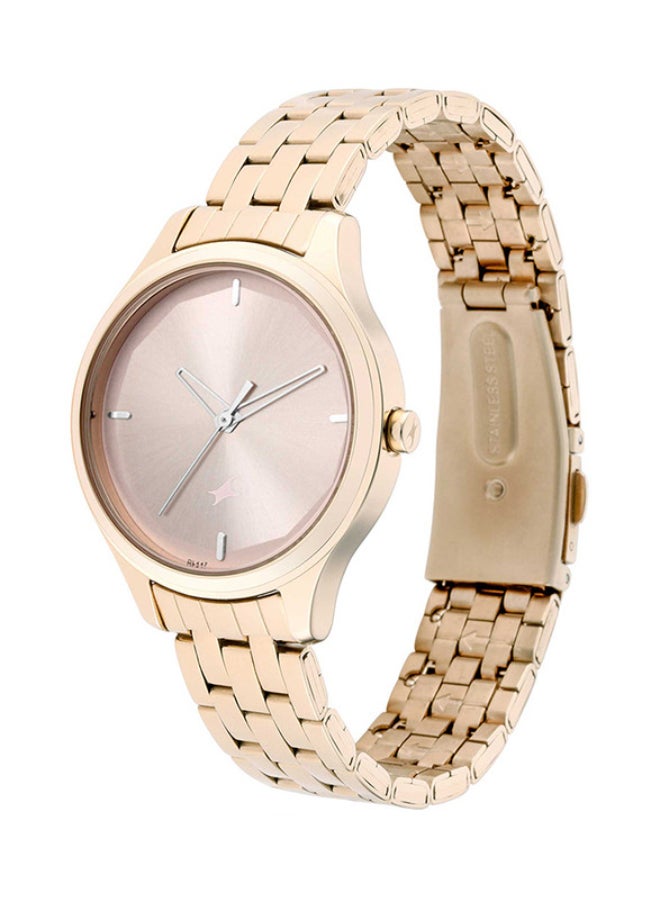Fastrack Stunners Analogue Watch Rose Gold Round Dial  Rose Gold Strap for Women's - Image 2