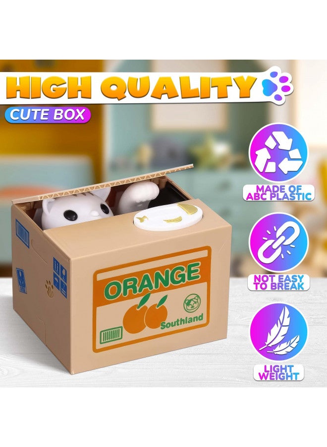 DIMROM White Cat Hello Kitty Piggy Bank - Coin Counter Piggy Bank for Kids Cat in a Box Piggy Bank Toy Kids Money Gift Box - Lucky Cat Coin Bank Kitty Cat Piggy Bank Girls Piggy Bank Counter Great Box - Image 2