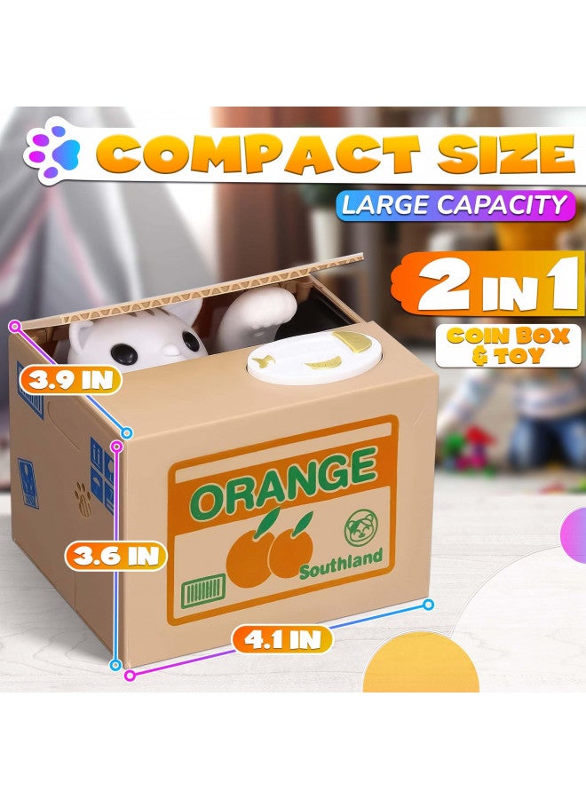DIMROM White Cat Hello Kitty Piggy Bank - Coin Counter Piggy Bank for Kids Cat in a Box Piggy Bank Toy Kids Money Gift Box - Lucky Cat Coin Bank Kitty Cat Piggy Bank Girls Piggy Bank Counter Great Box - Image 1