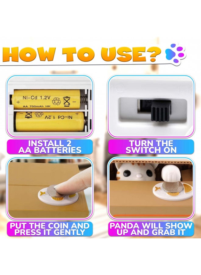 DIMROM White Cat Hello Kitty Piggy Bank - Coin Counter Piggy Bank for Kids Cat in a Box Piggy Bank Toy Kids Money Gift Box - Lucky Cat Coin Bank Kitty Cat Piggy Bank Girls Piggy Bank Counter Great Box - Image 4