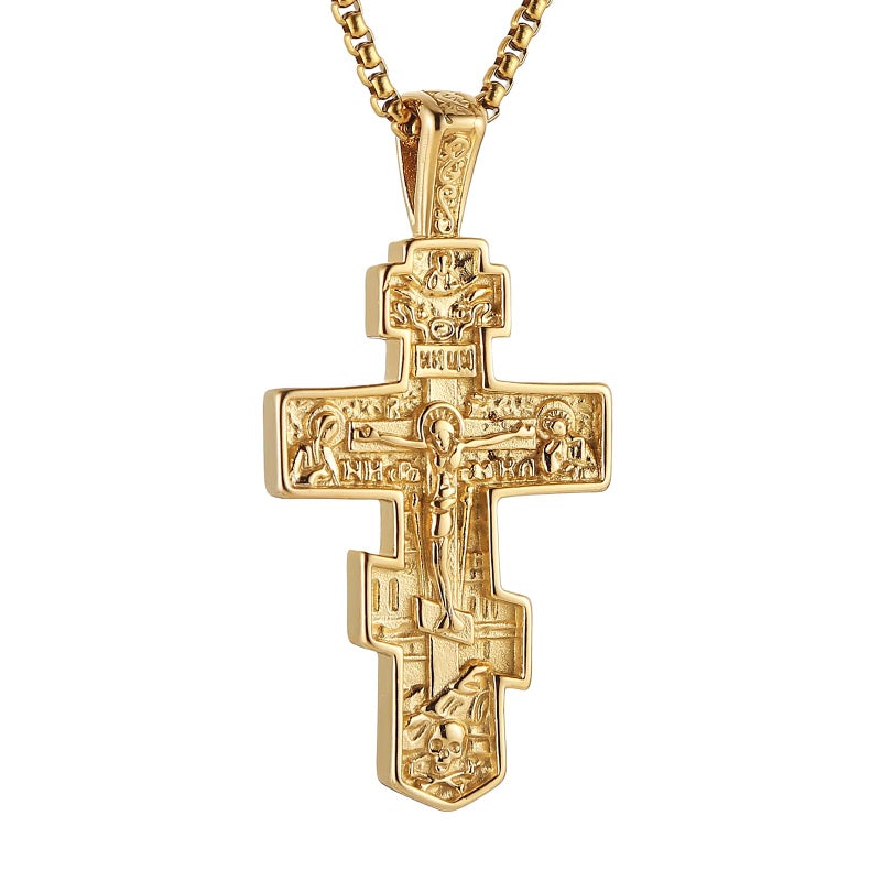 HZMAN Eastern Orthodox Cross Necklace for Men Women Retro Religious Jesus Crucifix Byzantine Cross Christian Pendant Jewelry Gift - Image 1