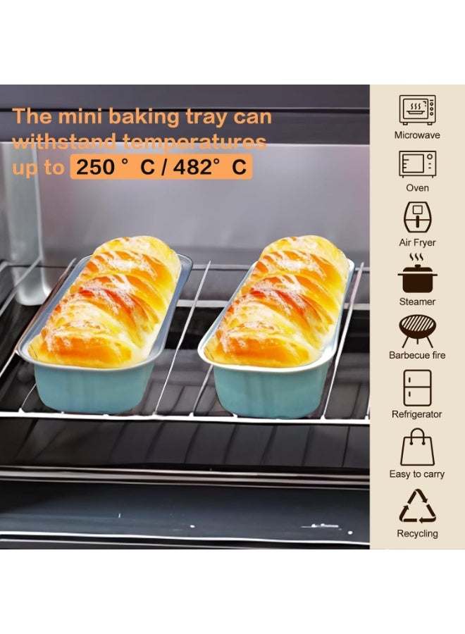 general 100 Pack Mini Cake Pans with Lids and Spoons, Mini Loaf Pans 6.8oz, Small Disposable Aluminum Foil Loaf Pans, Rectangular Baking Containers for Party and Picnics, Cheesecake Pans (Blue) - Image 3