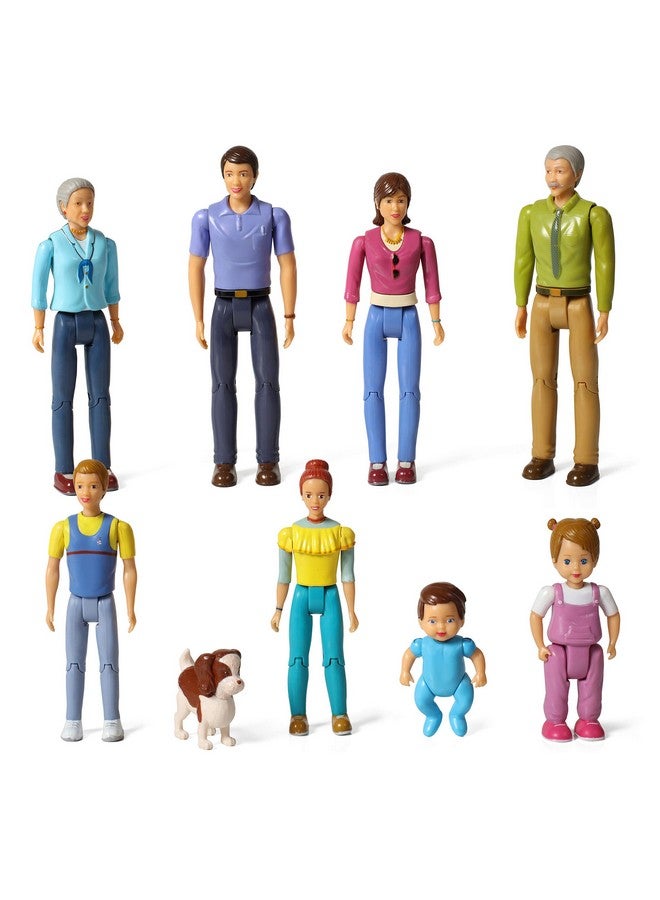 Beverly Hills Doll Collection Sweet Lil Family Friends Figures - New Addition Set of 9 Dollhouse People - Grandma, Grandpa, Mom, Dad, Sister, Brother, Toddler, Baby and Dog - Image 1
