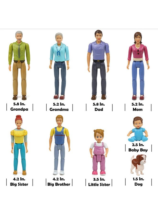 Beverly Hills Doll Collection Sweet Lil Family Friends Figures - New Addition Set of 9 Dollhouse People - Grandma, Grandpa, Mom, Dad, Sister, Brother, Toddler, Baby and Dog - Image 3