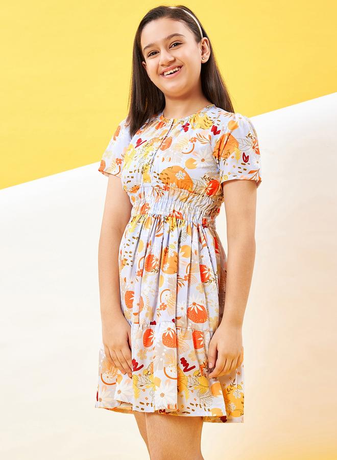 ستايلو بج فستان ستايلو بطبعة زهور بياقة مستديرة - Image 3