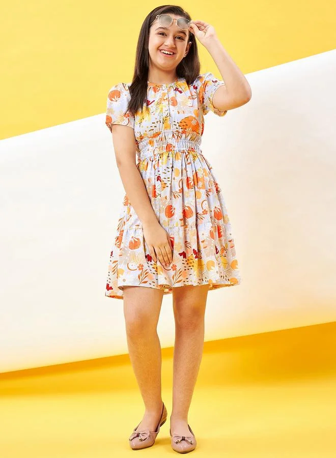 ستايلو بج Stylo Bug Flower Print Round Neck Dress