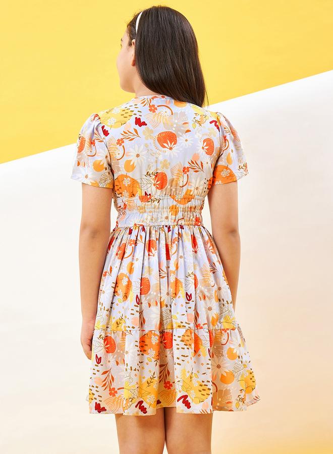 ستايلو بج فستان ستايلو بطبعة زهور بياقة مستديرة - Image 5