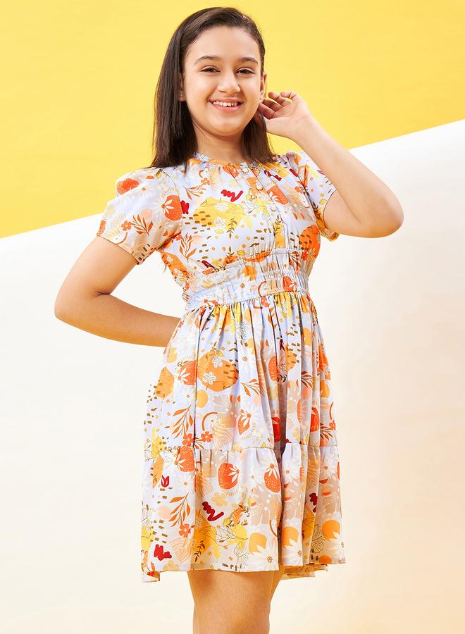 ستايلو بج فستان ستايلو بطبعة زهور بياقة مستديرة - Image 4