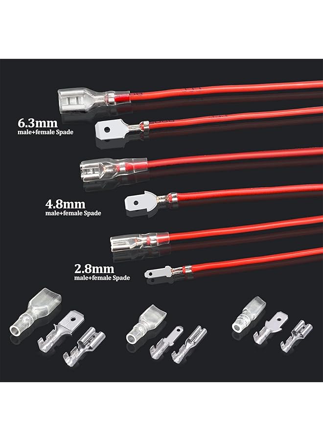 joyzzz Insulated Crimp Terminals, 270 Pieces 2.8/4.8/6.3Mm Quick Connector Male Bus Spade Connector Crimp Terminal Assortment Kit, With Insulating Sleeve For Electrical Wiring Car Audio Speaker  - Image 2