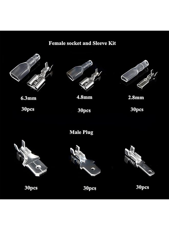 joyzzz Insulated Crimp Terminals, 270 Pieces 2.8/4.8/6.3Mm Quick Connector Male Bus Spade Connector Crimp Terminal Assortment Kit, With Insulating Sleeve For Electrical Wiring Car Audio Speaker  - Image 5