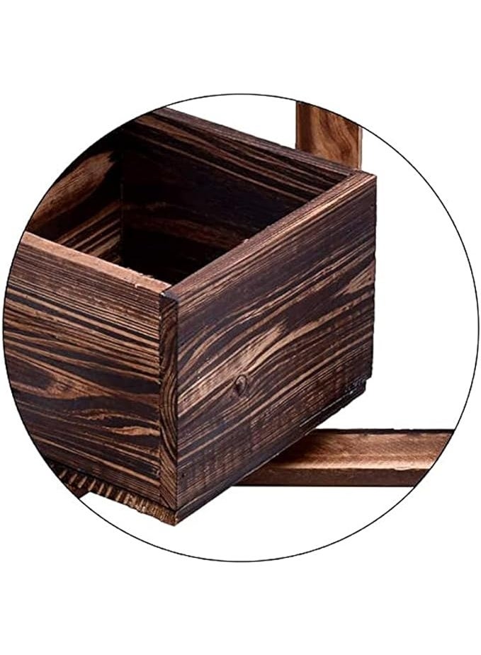 HOME TASTE أواني زهور خشبية معلقة - أواني زهور خشبية معلقة مجانية - سلال زهور خشبية - حاويات زهور - زخرفية مربعة - أواني حديقة خشبية معلقة في الهواء الطلق - أواني نباتات - Image 4