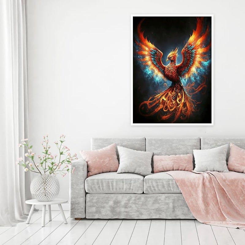MOMDEDP Phoenix Diamond Art Kits for AdultsDIY 5D Fire Phoenix Diamond Painting Kits for Beginners Round Full Drill Diamond Dots PaintingsDiamonds Pictures Gem Art Crafts Home Decor 16x12IN - Image 3