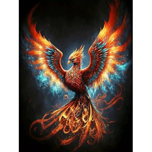 MOMDEDP Phoenix Diamond Art Kits for AdultsDIY 5D Fire Phoenix Diamond Painting Kits for Beginners Round Full Drill Diamond Dots PaintingsDiamonds Pictures Gem Art Crafts Home Decor 16x12IN - Image 1
